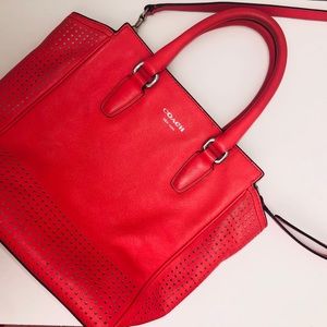 Coach leather peach satchel